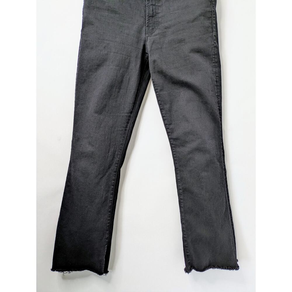 MOTHER Hustler Ankle Fray Jeans 30 Black High Rise Crop Raw Hem Not Guilty - Picture 6 of 15